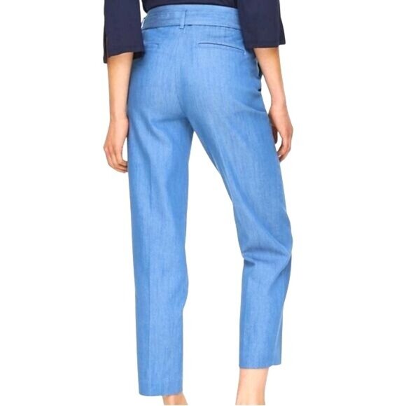 Loft Chambray Tie Waist Slim Pants Size 8 Petite - Picture 3 of 14